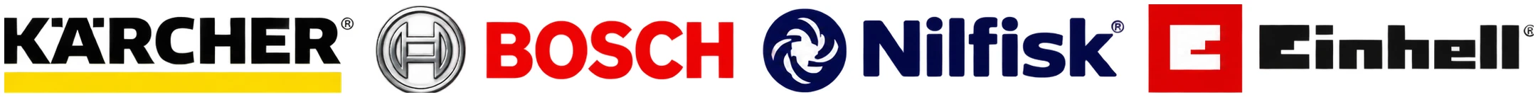 Logos der Marken Kärcher, Bosch, Nilfisk und Einhell